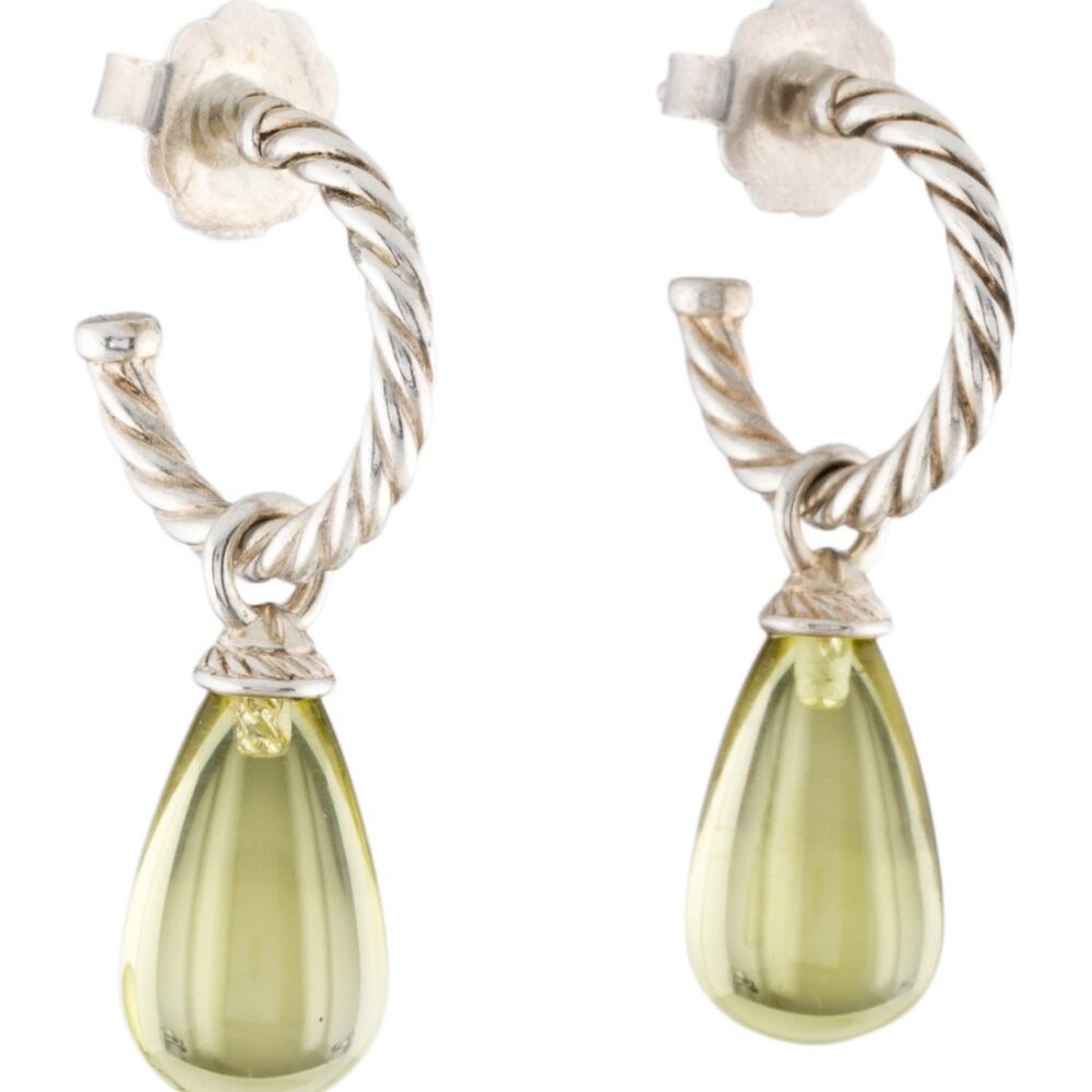 DAVID YURMAN STERLING SILVER 925 QUARTZ CLASSICS BEAD CONVERTIBLE DROP EARRINGS